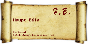 Haupt Béla névjegykártya